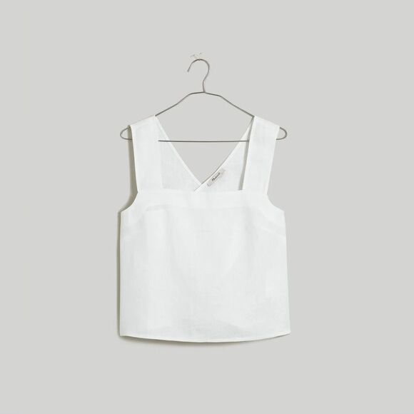 Madewell NWT Linen Cross-Back Sleeveless Top In Eyelet White Size 16 - Picture 6 of 6